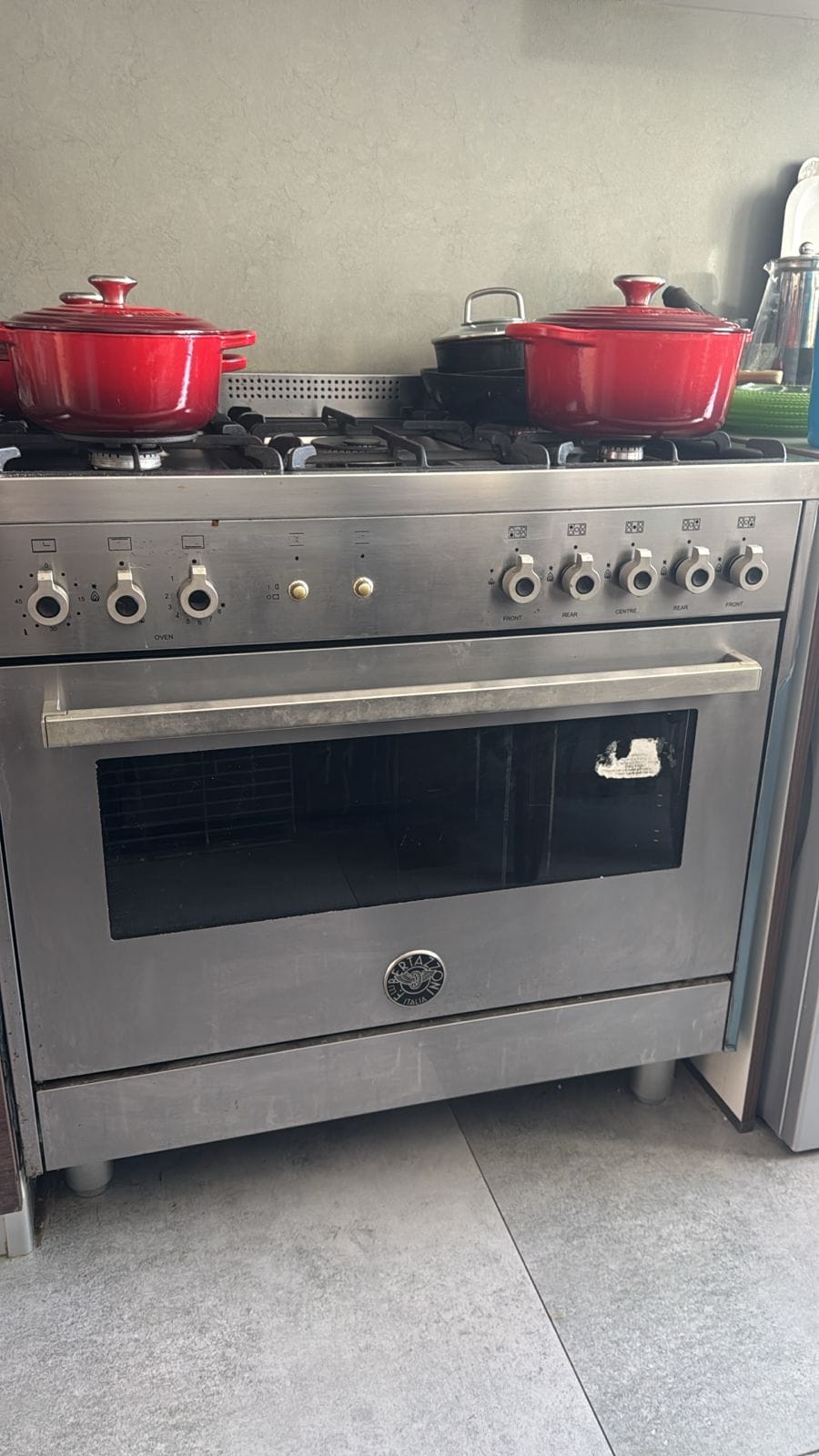 Five-burner dual-fuel range attended on a service call in the UAE