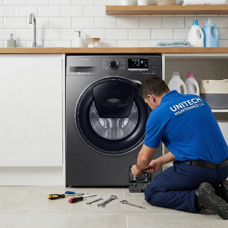 Sharp washing machine repair by UNITECH technician in UAE